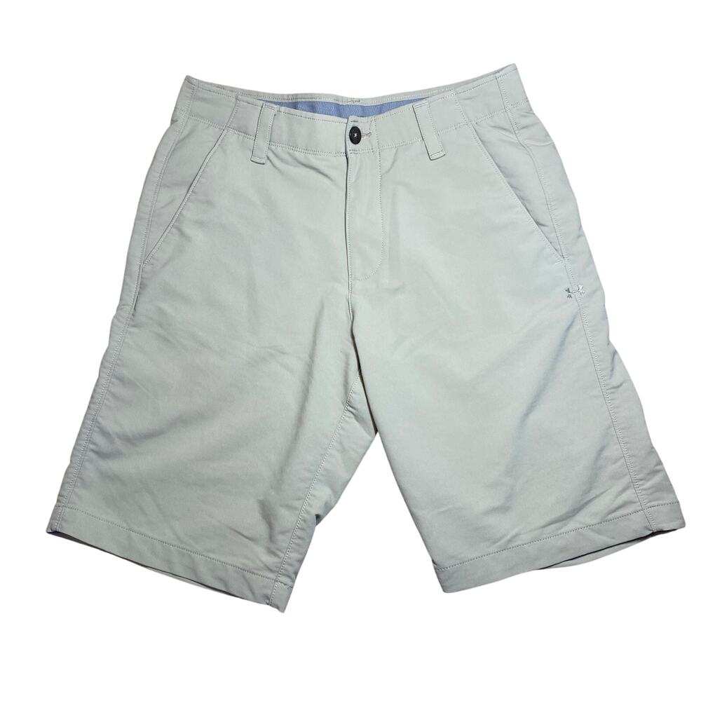 Under Armour Tech Shorts Mens 30 Beige Golf Performance Flat Front Chino